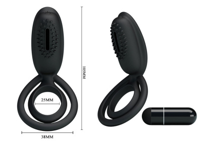 Насадка с вибрацией ESTHER (кольцо эрекционное) цвет чёрный (BI-026218)