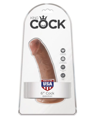 Фаллоимитатор на присоске загорелый King Cock 6 Cock Tan (5501-22 PD)
